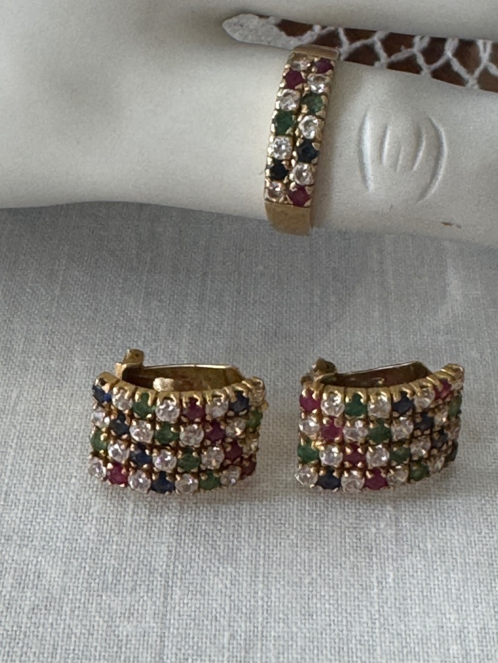 Women's Vintage 14K Yellow Gold Multi-Gemstone Demi-Parure Matching Set